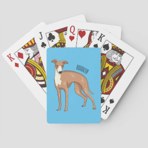 Greyhound dog cartoon illustration playing cards