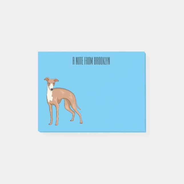 Greyhound dog cartoon illustration post-it notes (Front)