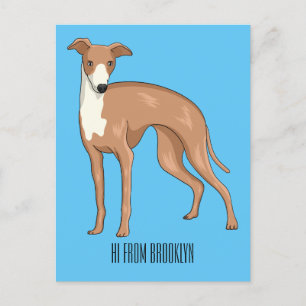 Greyhound dog cartoon illustration postcard