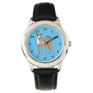 Greyhound dog cartoon illustration  watch
