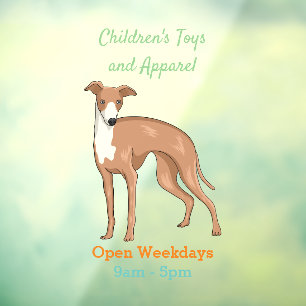 Greyhound dog cartoon illustration window cling