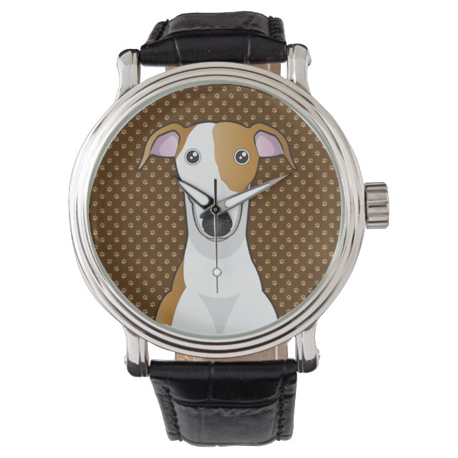 Greyhound Dog Cartoon Paws Watch (Front)