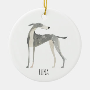 Greyhound Dog Ceramic Tree Decoration