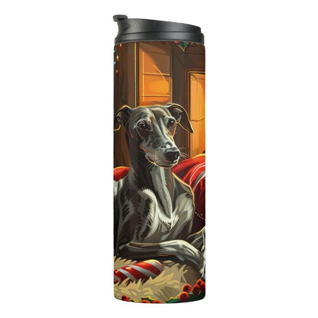 Greyhound Dog Christmas Festive Thermal Tumbler (Rotated Right)