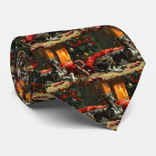 Greyhound Dog Christmas Festive Tie