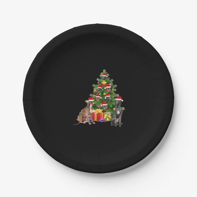 Greyhound dog Christmas Tree Essential T-Shirt Paper Plate (Front)