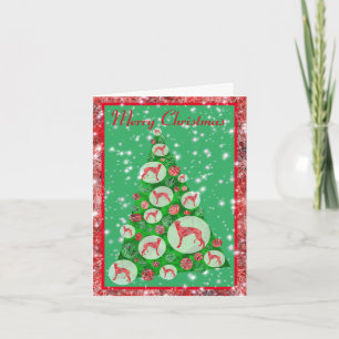 Greyhound Dog Cute Silhouette Christmas Tree Card