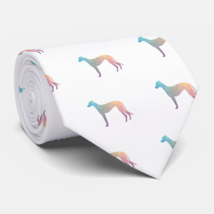 Greyhound Dog Geometric Pattern Silhouette Pastel Tie