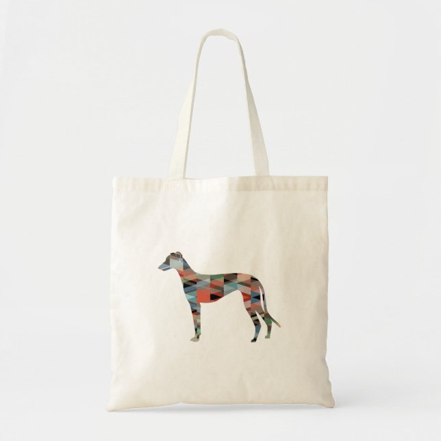 Greyhound Dog Geometric Pattern Silhouette Plaid Tote Bag (Front)