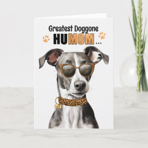 Greyhound Dog Greatest HuMOM Mother's Day Holiday Card