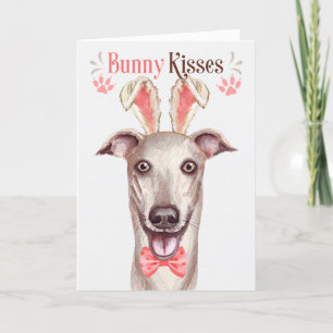 Greyhound Dog in Bunny Ears for Easter Holiday Card