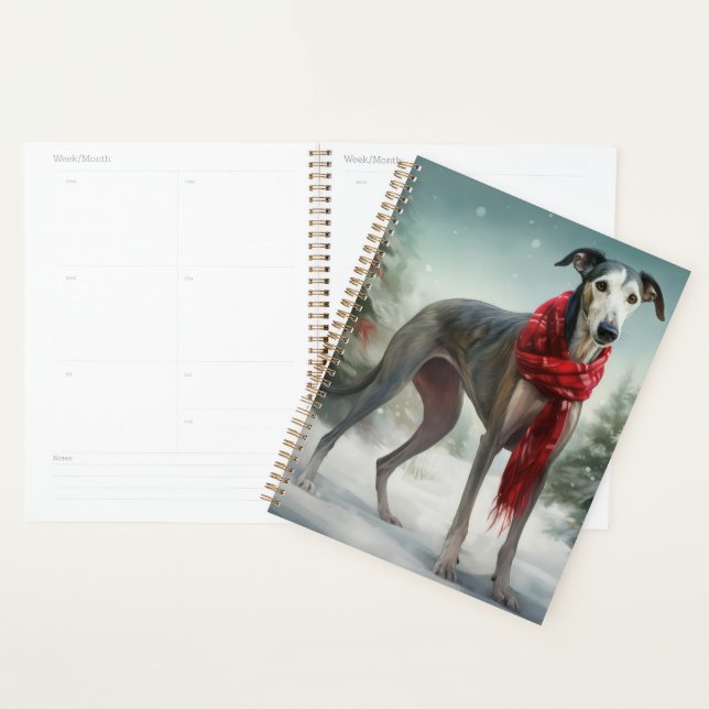 Greyhound Dog in Snow Christmas  Planner (Display)