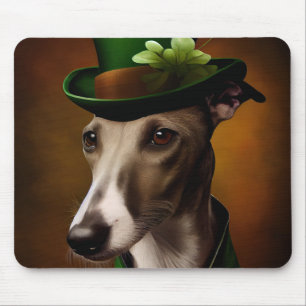 Greyhound Dog in St. Patrick's Day Dress Mouse Mat