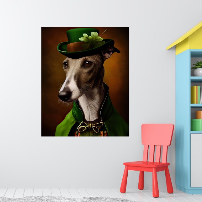 Greyhound Dog in St. Patrick's Day Dress Poster (Nursery 1)