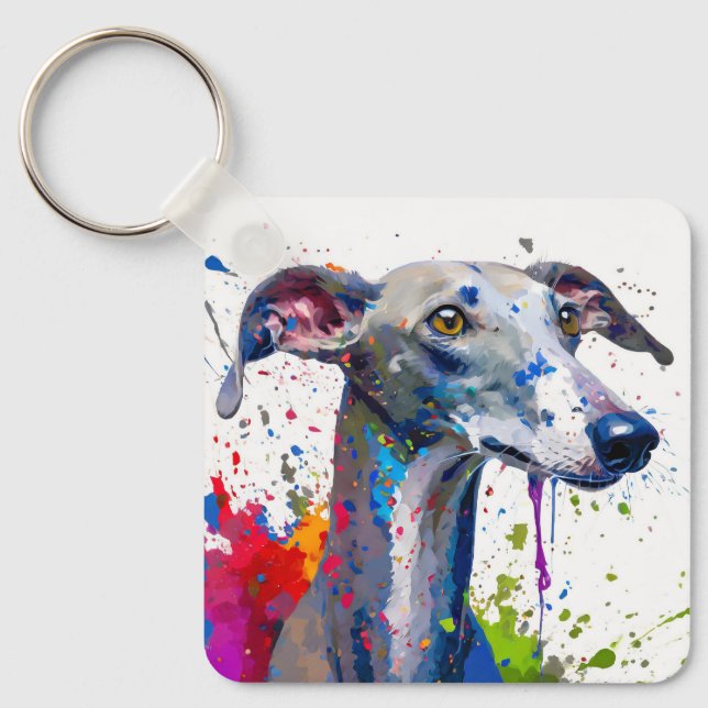 Greyhound Dog Key Ring (Front)