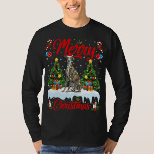 Greyhound Dog Lights Xmas Tree Santa Greyhound Chr T-Shirt