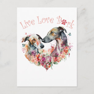 Greyhound Dog Mum Floral Postcard