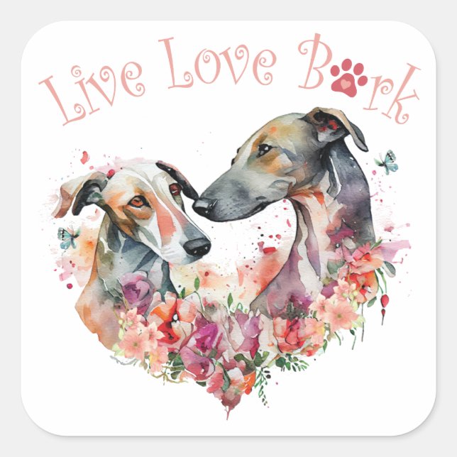 Greyhound Dog Mum Floral Square Sticker (Front)
