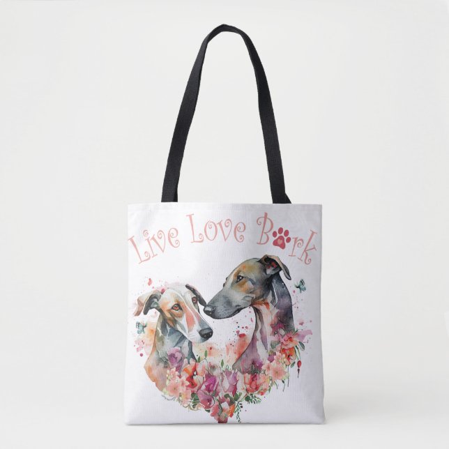 Greyhound Dog Mum Floral Tote Bag (Front)