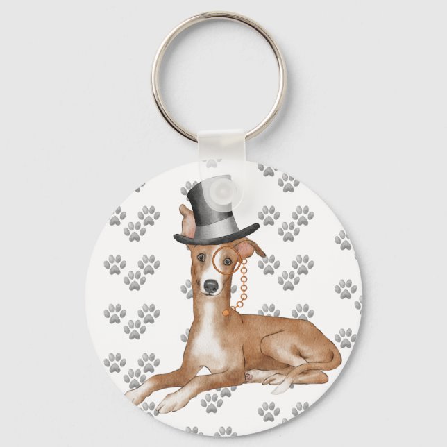 Greyhound Dog Paws Pattern  Key Ring (Front)