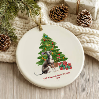 Greyhound Dog Personalised Christmas  Ceramic Tree Decoration