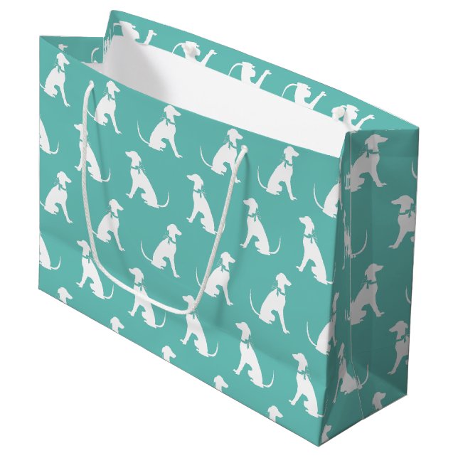 Greyhound Dog Puppy Large Gift Bag (Front Angled)