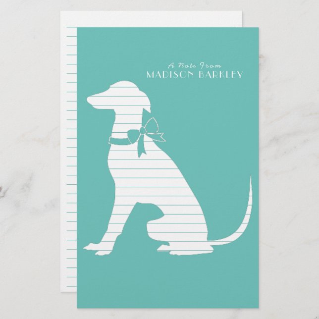 Greyhound Dog Puppy Stationery (Front/Back)