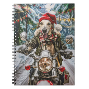 Greyhound Dog Riding Motorcycle Christmas Notebook