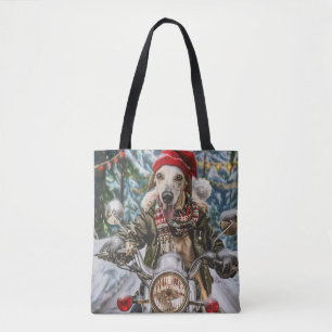 Greyhound Dog Riding Motorcycle Christmas  Tote Bag