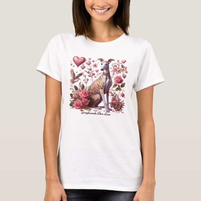 Greyhound Dog Romantic T-Shirt (Front)