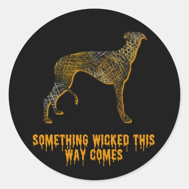 Greyhound Dog Silhouette Fun Halloween Classic Round Sticker (Front)
