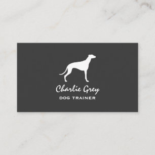 Greyhound Dog Silhouette Grey and White Business Card