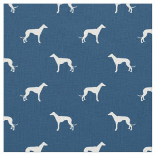 greyhound dog silhouette navy blue fabric