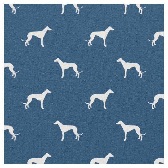 greyhound dog silhouette navy blue fabric (Close Up)
