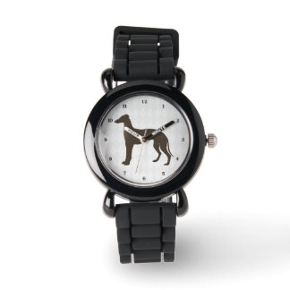 Greyhound Dog Silhouette on Diamond Shapes Watch