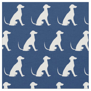 Greyhound Dog Silhouette Pet Navy Blue Fabric