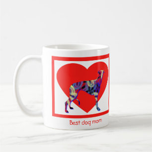 Greyhound Dog Silhouette Valentine’s Day Red Heart Coffee Mug