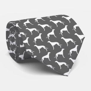 Greyhound Dog Silhouettes Pattern Grey and White Tie