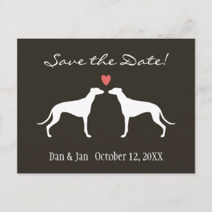 Greyhound Dog Silhouettes Wedding Save the Date Announcement Postcard