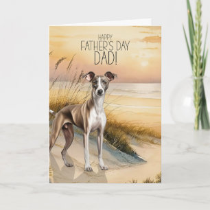 Greyhound Dog Sunset Beach Father's Day Holiday Card