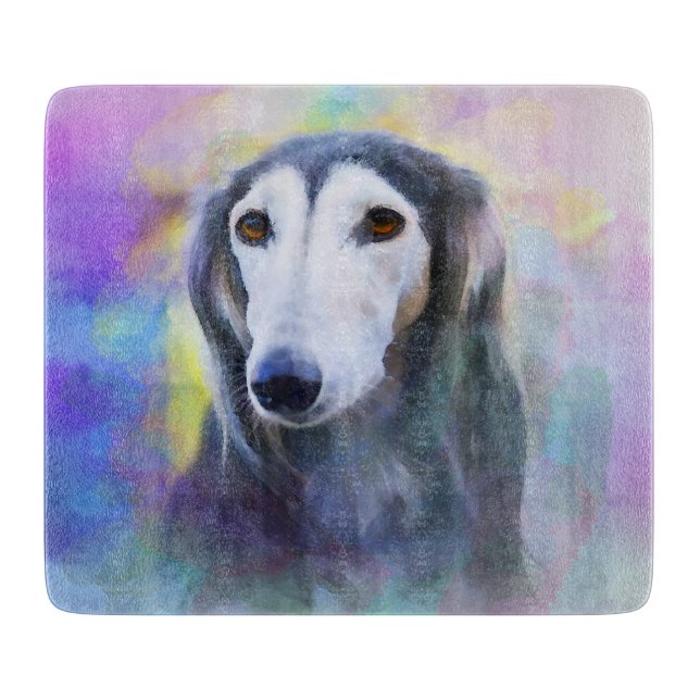 Greyhound Dog Watercolour Art Painting Cutting Board (Front)