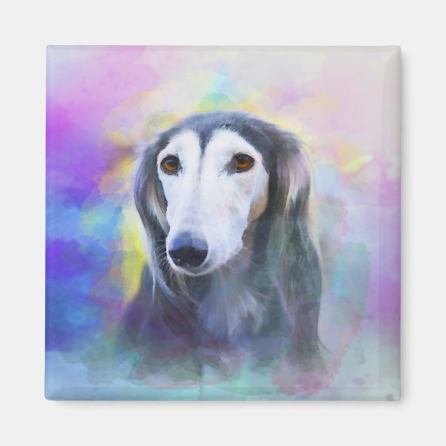 Greyhound Dog Watercolour Art Painting Magnet (Front)