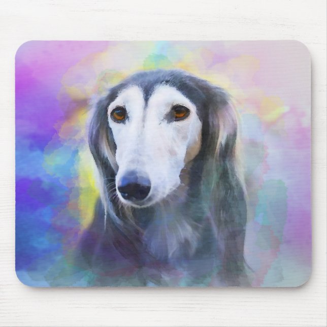Greyhound Dog Watercolour Art Painting Mouse Mat (Front)