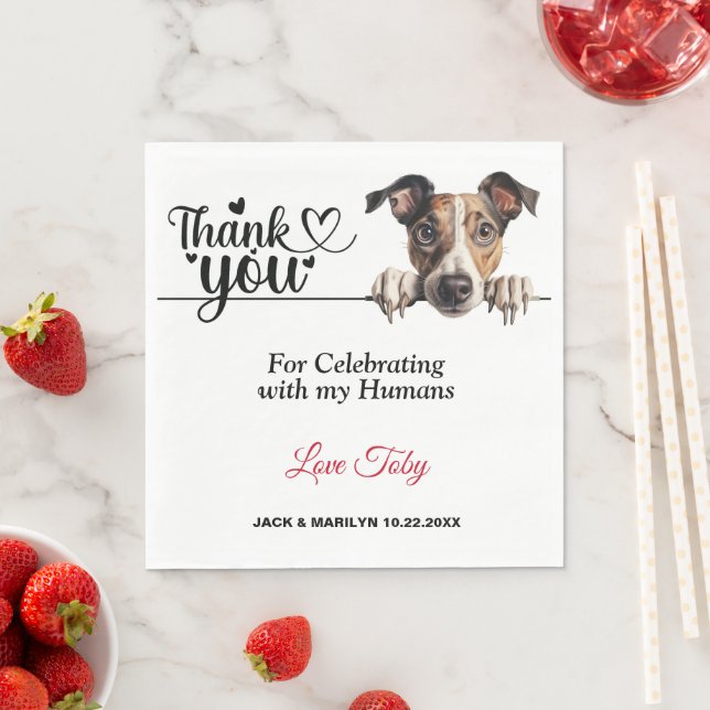 Greyhound Dog Wedding Napkins with Photo (Insitu)