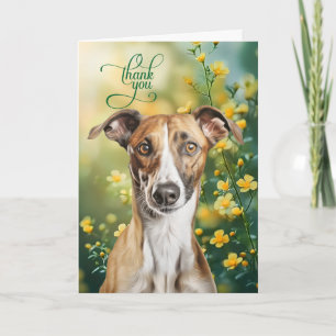 Greyhound Dog with Tiny Yellow Flowers Thank You Card