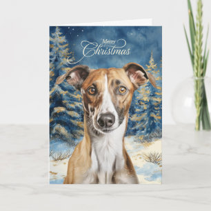 Greyhound Dog Woodland Forest Christmas Holiday Card