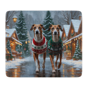 Greyhound Dogs Christmas Snow Holiday Cutting Board