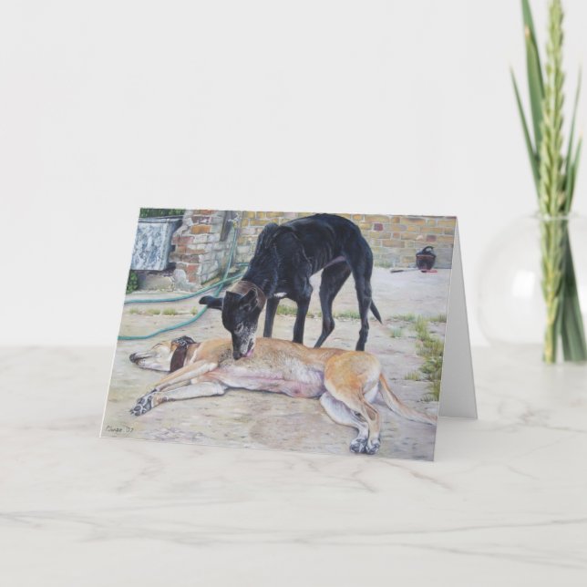 greyhound dogs scenic landscape realist art card (Front)