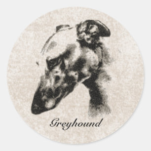 Greyhound Elegance Customisable Classic Round Sticker