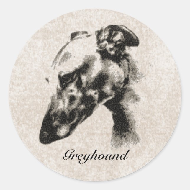 Greyhound Elegance Customisable Classic Round Sticker (Front)
